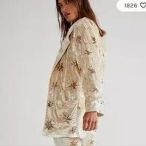 Lenni The Label Free People Chromatic Jacket Crushed Velvet Gold Stars Jacket S